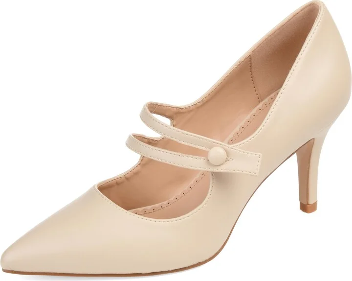 Journee Womens Sidney Pointed Toe Mid Heel Pumps