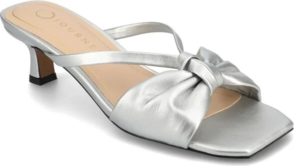 Journee Women's Starling Medium and Wide Width Dress Sandals, Silver 9W