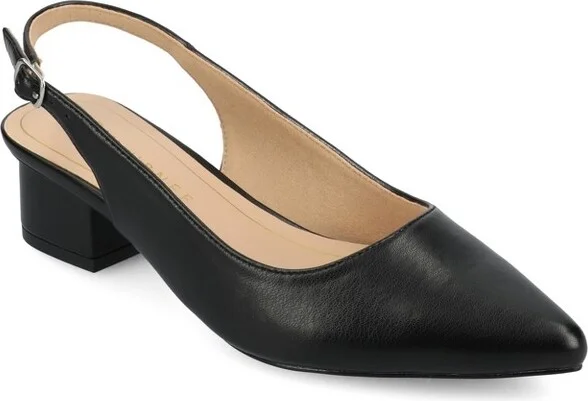 Journee Women's Sylvia Medium and Wide Width Pumps, Black PU 9.5W
