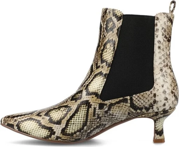 Journee Women's Tenlee Pull On Chelsea Kitten Heel Bootie, Snake - Image 2