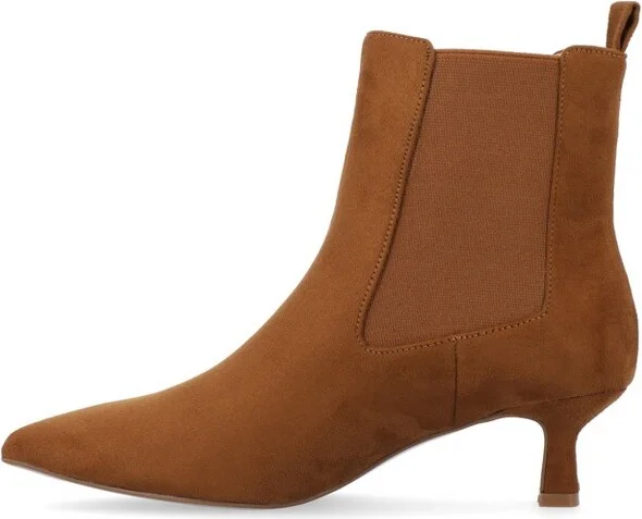 Journee Women's Tenlee Pull On Chelsea Kitten Heel Bootie, Snake - Image 9