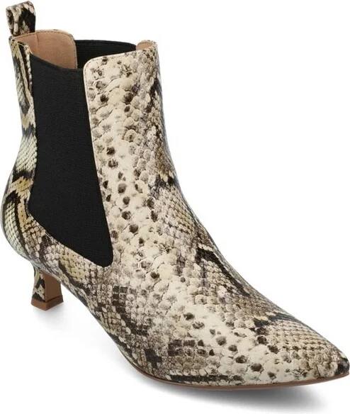 Journee Women's Tenlee Pull On Chelsea Kitten Heel Bootie, Snake