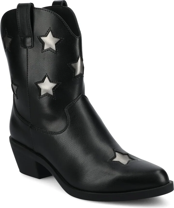 Journee Womens Underwood Medium and Wide Width Western Star Detail Ankle Booties