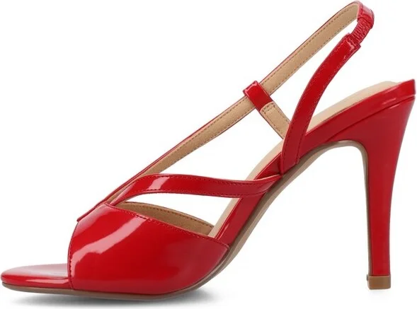 Journee Women's Varra Medium and Wide Width Dress Sandals, Patent/Red - Image 5