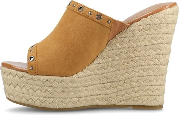Journee Women's Yari Espadrille Wedge Sandals, Taupe - Image 5