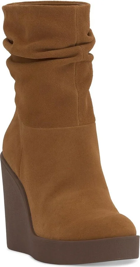 JS-MYNETTE Womens Comfort Insole Leather Mid-Calf Boots
