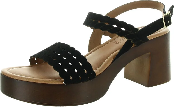 Jud-Italy Womens Cut-Out Suede Slingback Sandals