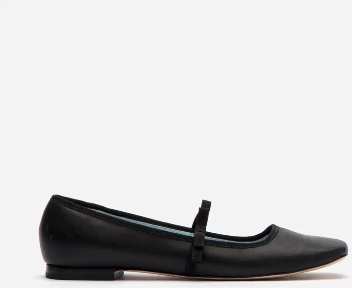 Jude Mary Jane Flat - Leather Black