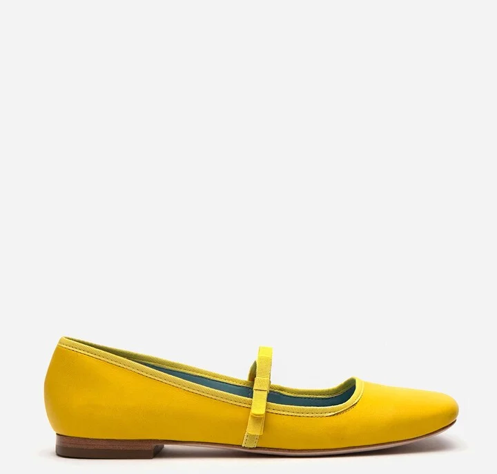 Jude Mary Jane Flat - Leather Canary