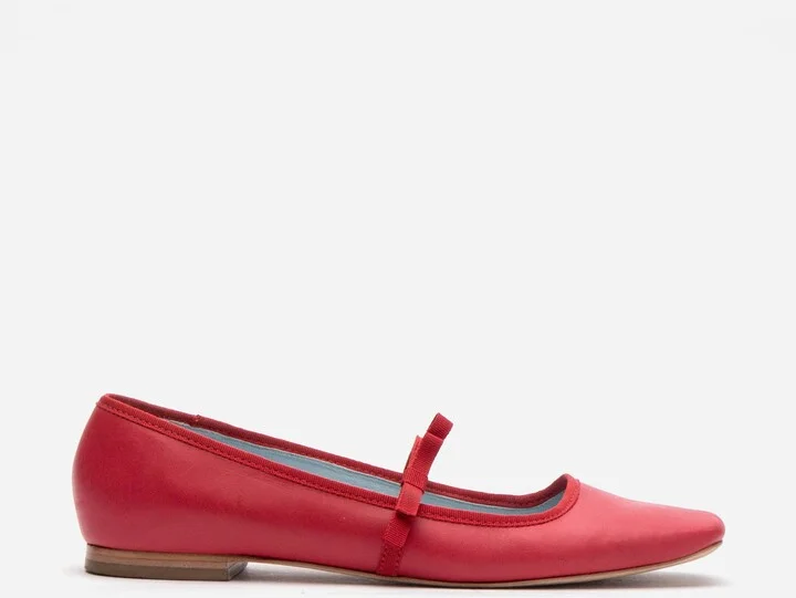 Jude Mary Jane Flat - Leather Red
