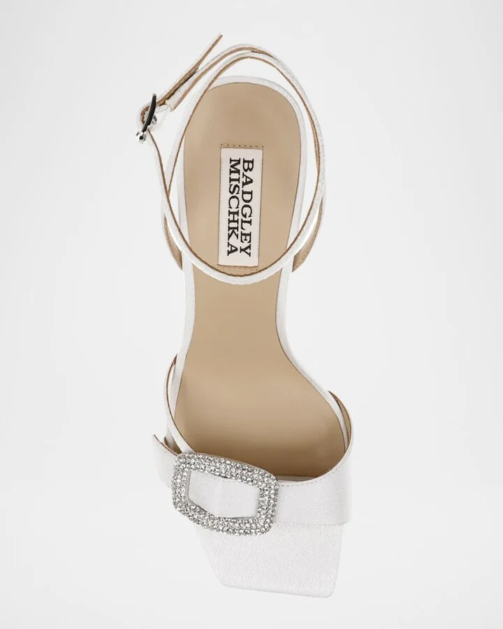 Judith Crystal Buckle Silk Ankle-Strap Sandals - Image 6