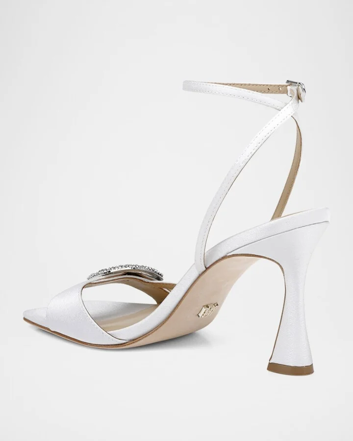 Judith Crystal Buckle Silk Ankle-Strap Sandals - Image 7