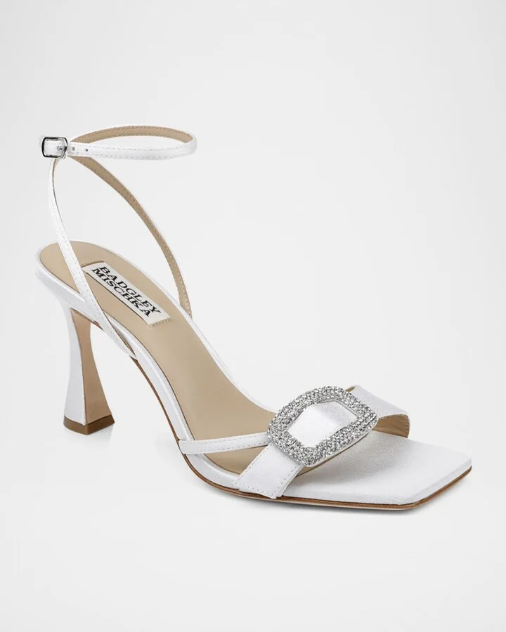 Judith Crystal Buckle Silk Ankle-Strap Sandals - Image 8