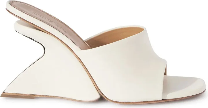 Jug wedge-heel leather mules