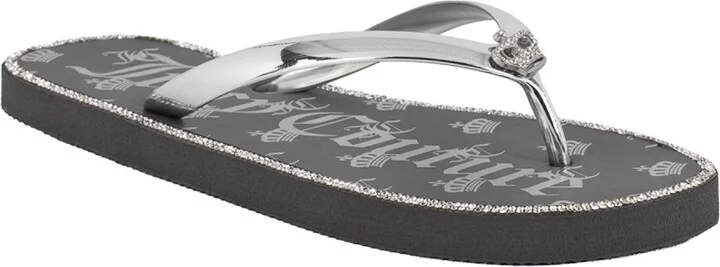 Juicy Couture Women's Shamrock Flip Flops - Gray/Silver