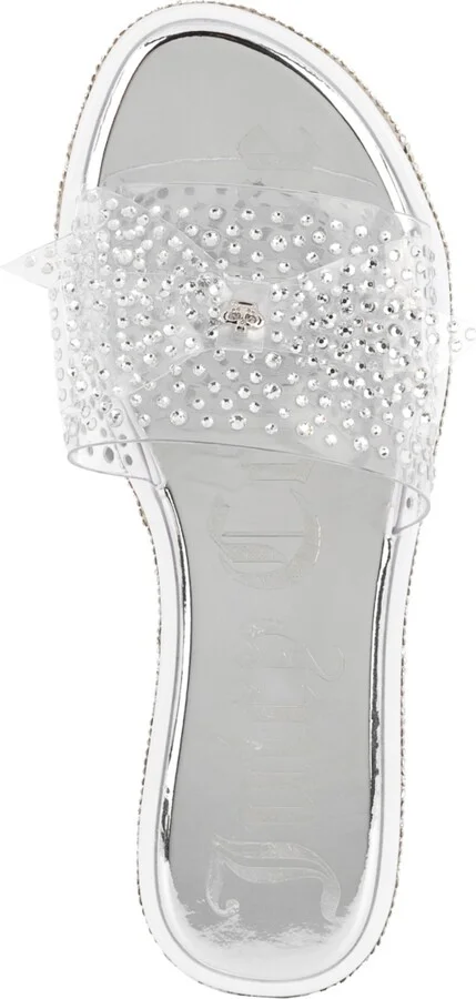 Juicy Couture Women's Yamara Slide Flat Sandals - Clear, Silver - Image 4