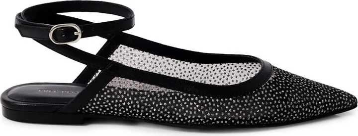Jules Glitter Mesh Pointed Toe Ankle Strap Flat - Image 3