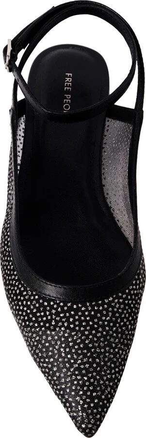 Jules Glitter Mesh Pointed Toe Ankle Strap Flat - Image 5