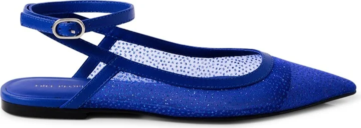 Jules Glitter Mesh Pointed Toe Ankle Strap Flat - Image 8