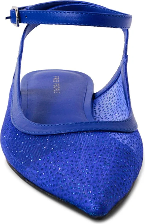 Jules Glitter Mesh Pointed Toe Ankle Strap Flat - Image 9