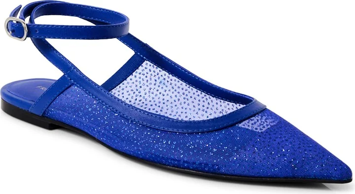 Jules Glitter Mesh Pointed Toe Ankle Strap Flat