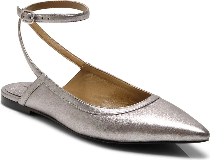 Jules Pointy Toe Ankle Strap Leather Flat