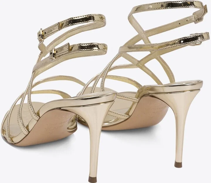 Julia 80 Metallic Leather Cage Sandals - Image 2