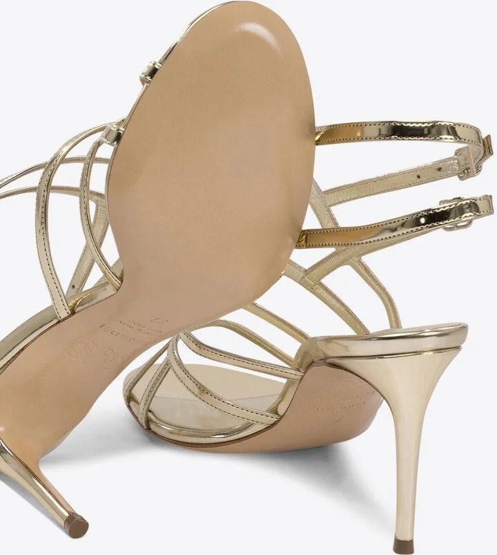 Julia 80 Metallic Leather Cage Sandals - Image 3