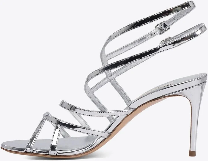 Julia 80 Metallic Leather Cage Sandals - Image 2
