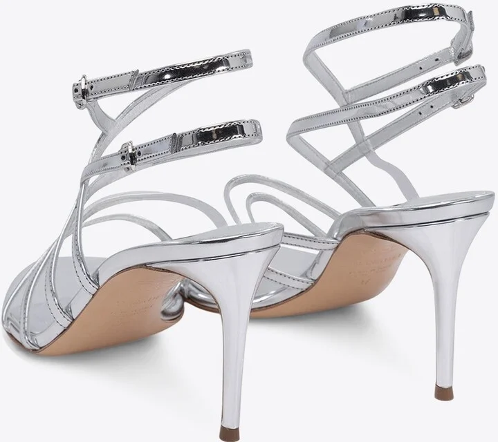 Julia 80 Metallic Leather Cage Sandals - Image 3