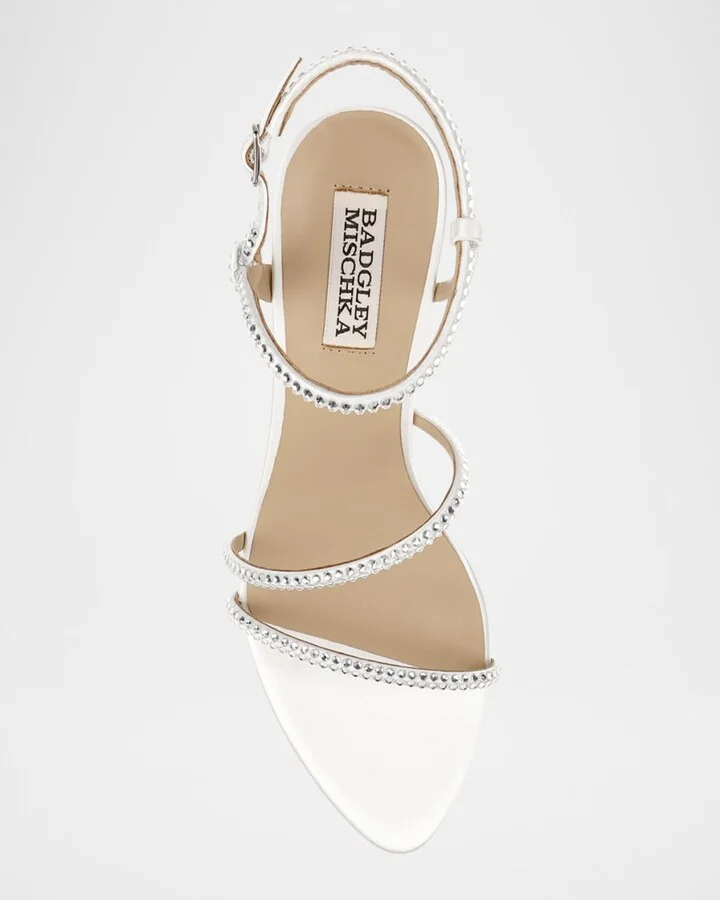 Julianna Silk Crystal Strappy Kitten-Heel Sandals - Image 2