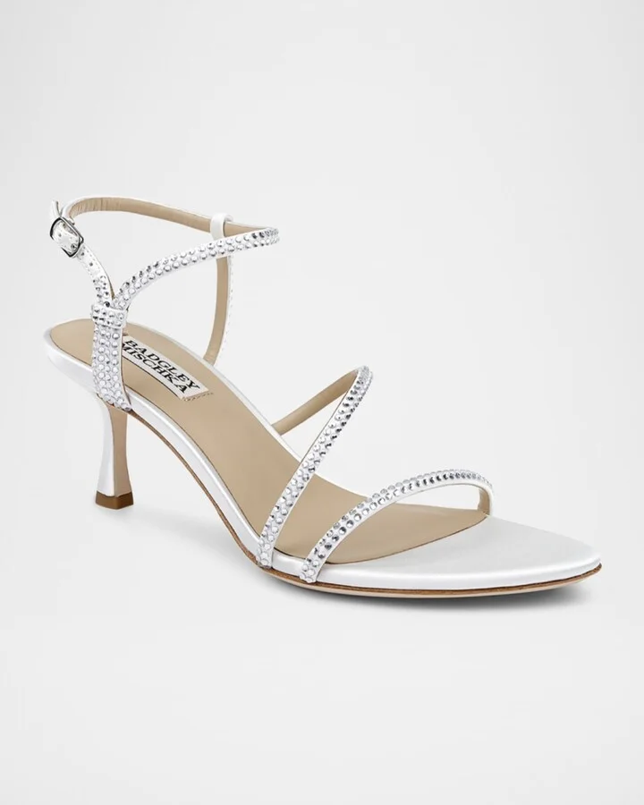 Julianna Silk Crystal Strappy Kitten-Heel Sandals - Image 3