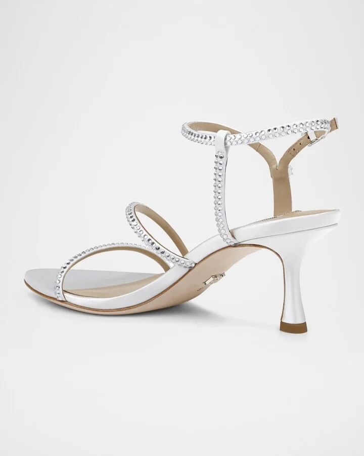 Julianna Silk Crystal Strappy Kitten-Heel Sandals - Image 4