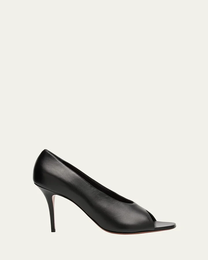 Julianne Peep-Toe Leather Pumps