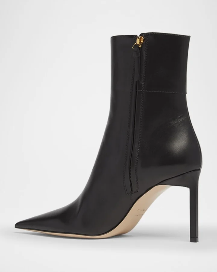 Julianne T Detail Soft Calf Leather Booties - Image 5