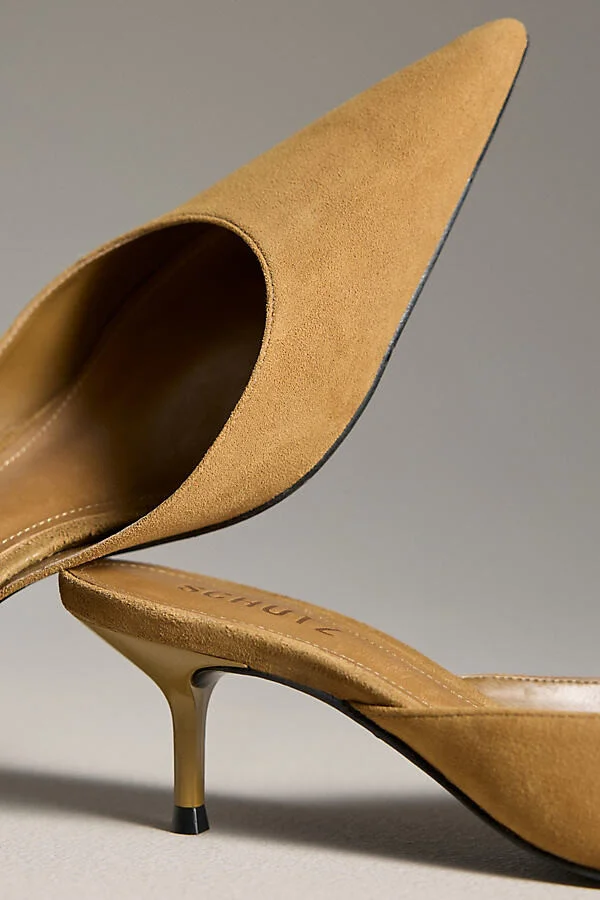 Julie Suede Pointed-Toe Kitten-Heel Mules - Image 3