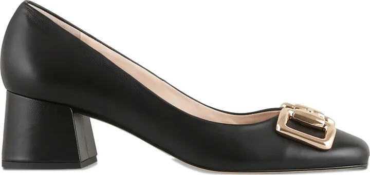 Juliette block-heeled buckle pumps
