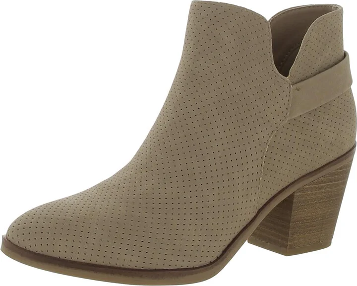 Jullep Womens Faux Suede Almond Toe Booties