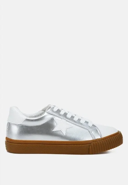 Jumping jacks Metallic Faux Leather Star Sneakers Women - Image 3