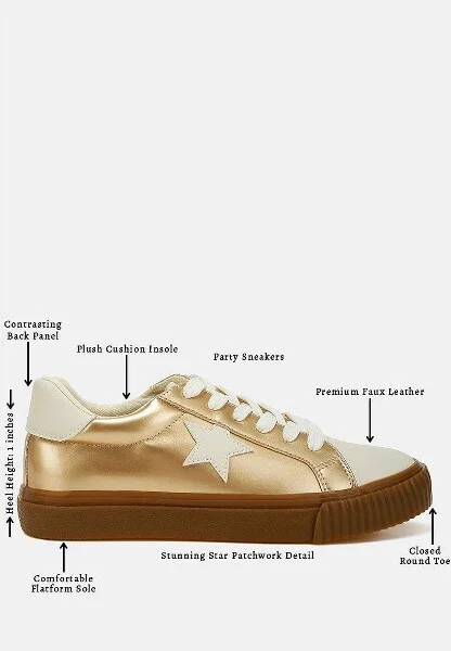 Jumping jacks Metallic Faux Leather Star Sneakers Women - Image 4
