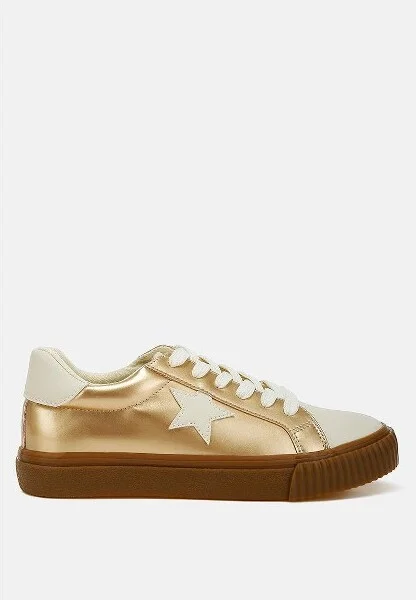 Jumping jacks Metallic Faux Leather Star Sneakers Women
