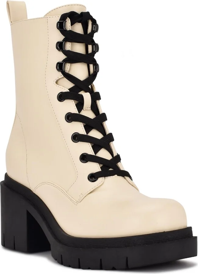 Juna Womens Zipper Mid-Calf Combat & Lace-up Boots