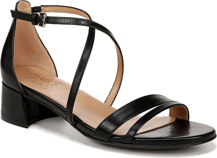 June Womens Open Toe Embossed Block Heel