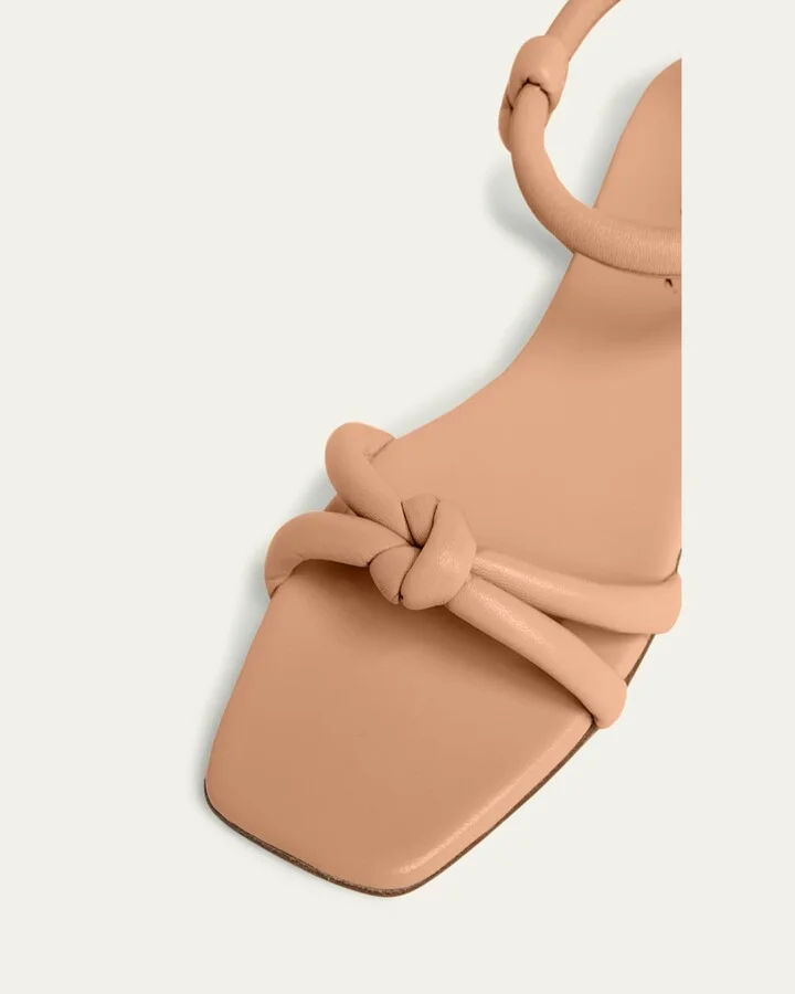 Juno Knotted Leather Flat Sandals - Image 2