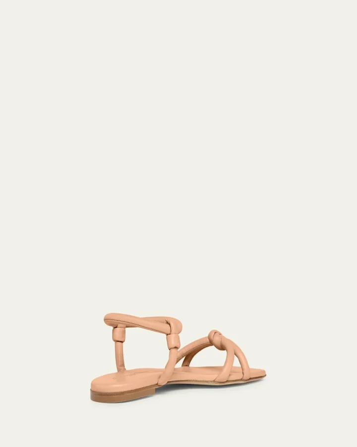 Juno Knotted Leather Flat Sandals - Image 4