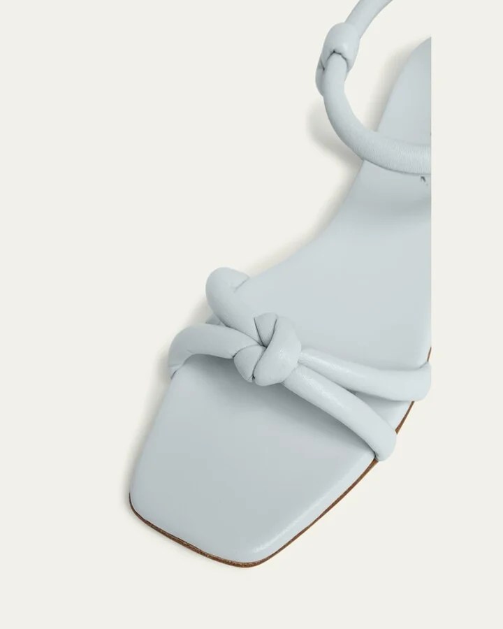Juno Knotted Leather Flat Sandals - Image 9