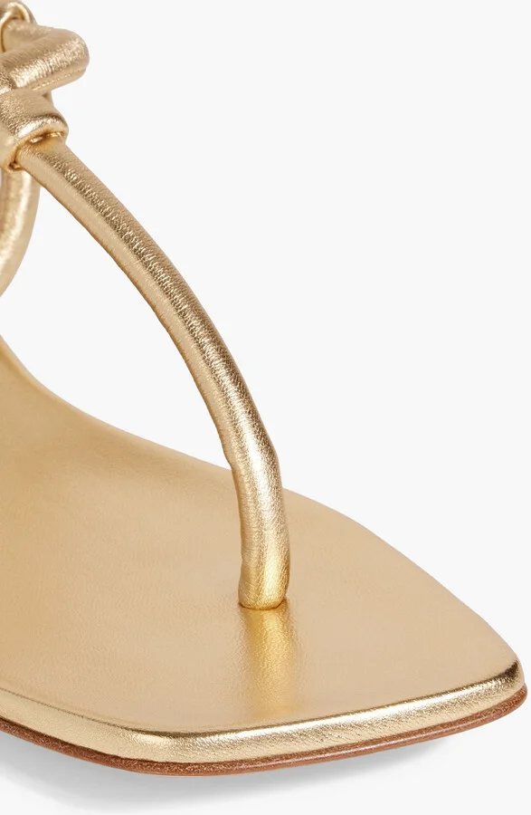Juno metallic padded leather sandals - Image 4