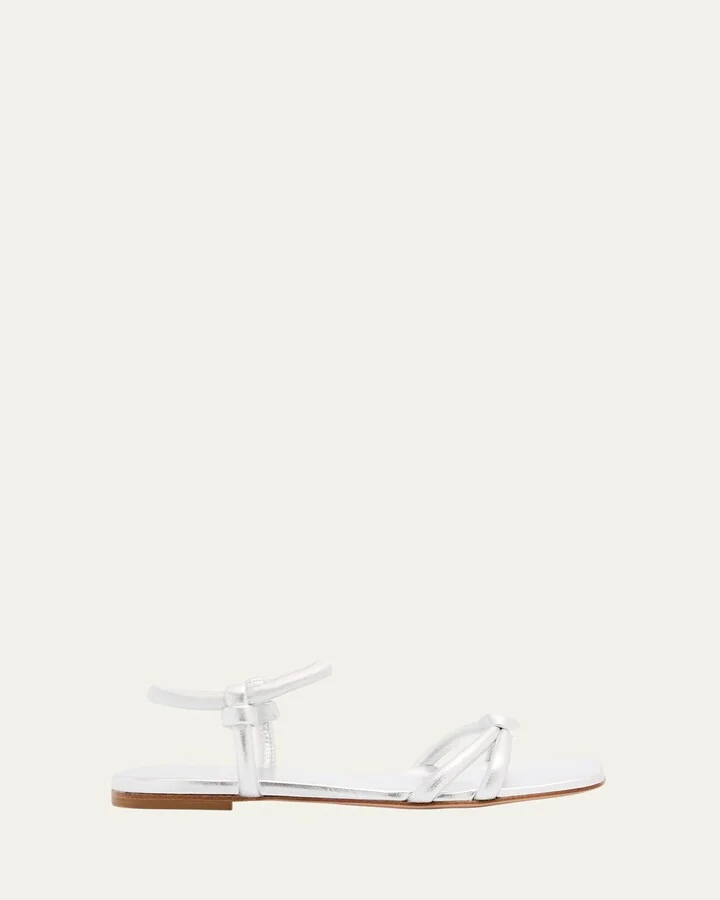 Juno Nappa Leather Knotted Ankle-Strap Sandals