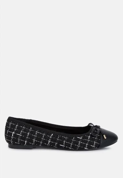 Junpey Plaid Tweed Ballet Flats Women
