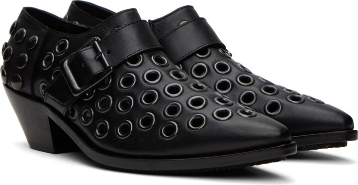 Junya Watanabe Black Steer Oiled Studded Heels - Image 4